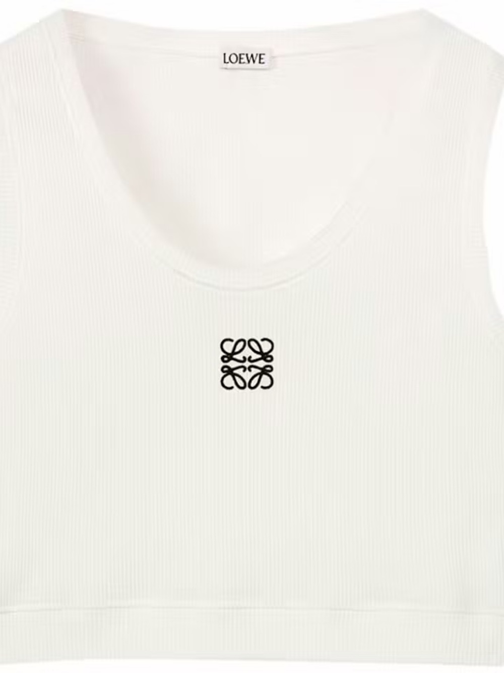 Loewe Anagram White Ribbed Crop Tank